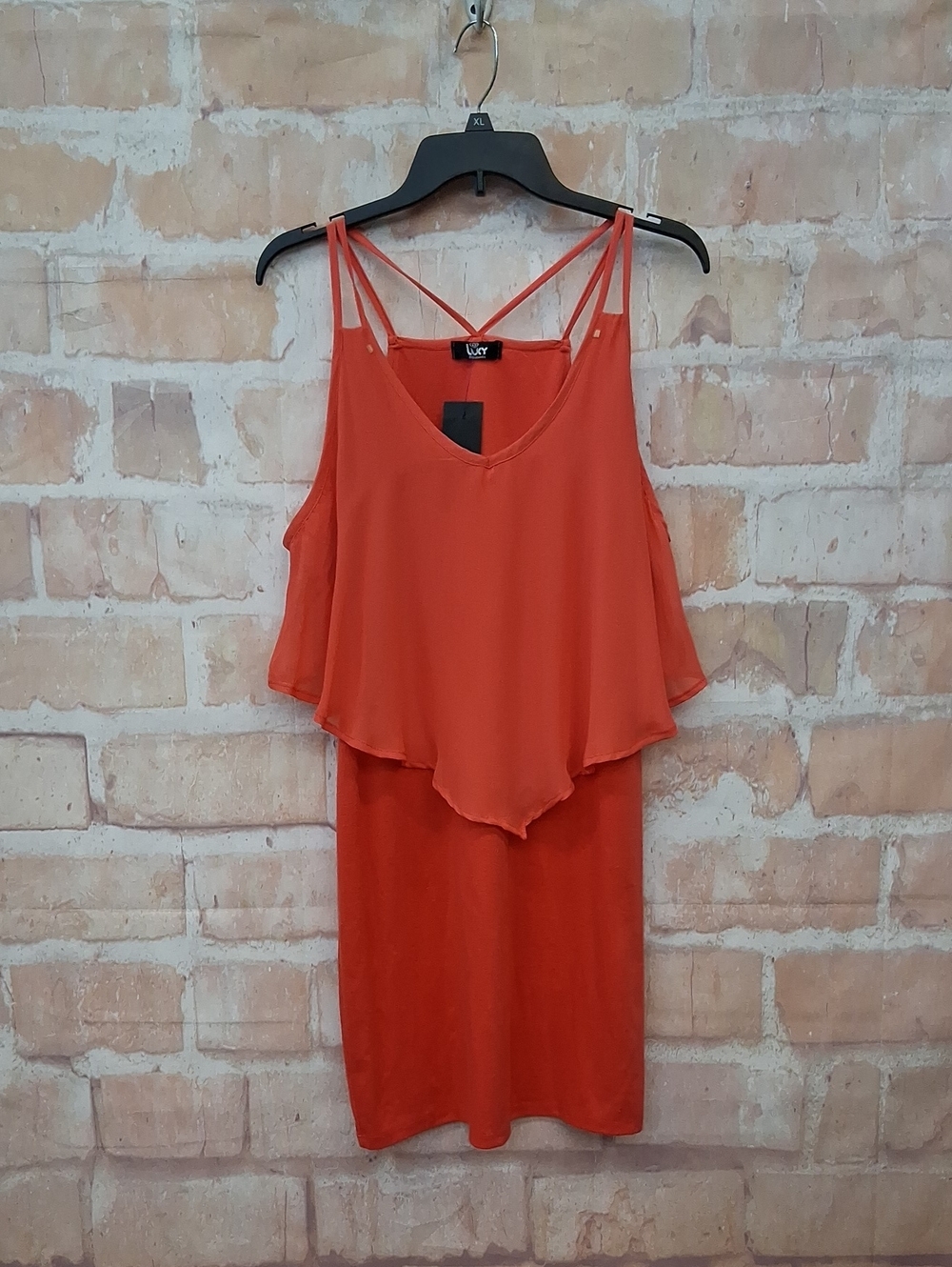 Lucy Orange Double-Strap Layered Camisole Dress